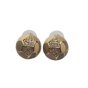 Joan Rivers Gold Tone Stud Earrings Clear Rhinestone Crystal Accents